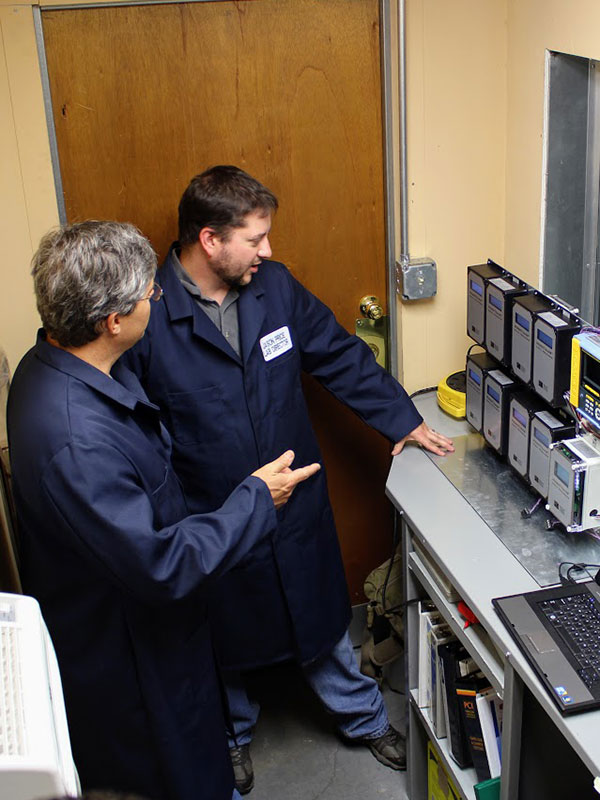 Employees inspecting their work